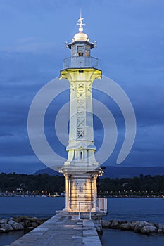 Paquis Lighthouse in Geneva in Switzerland photo