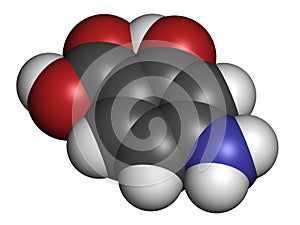 Para-aminosalicylic acid drug molecule. Used in treatment of tuberculosis and inflammatory bowel disease ulcerative colitis,.