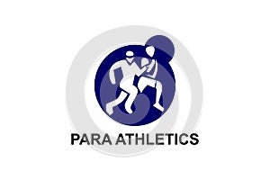 Para athletics sport vector line icon. Sprinter running in athletic track.