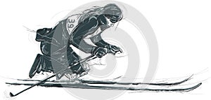 Para Cross-Country Skiing. Para Sport and Movement. An hand draw photo