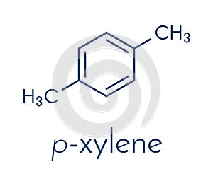 Para-xylene p-xylene aromatic hydrocarbon molecule. Skeletal formula.