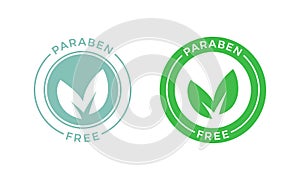 Paraben free green leaf vector label photo