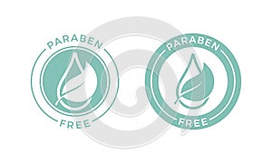 Paraben free leaf and water drop vector label
