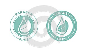 Paraben free leaf and water drop vector label photo