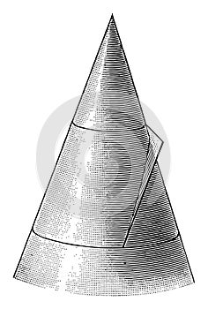 Conic Section Showing Parabola. vintage illustration photo