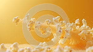 a parabola-shaped arc of popcorn flying - generative Ai