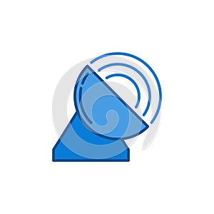 Parabolic Antenna colored icon - signal vector blue sign