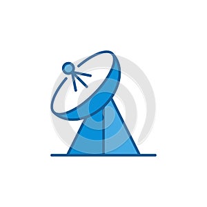 Parabolic Antenna concept vector blue icon or symbol