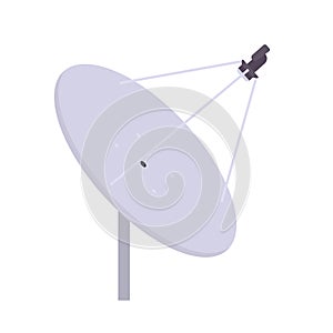 Parabolic Antenna Flat Illustration. Clean Icon Design Element on Isolated White Background