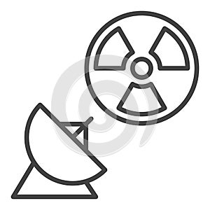 Parabolic Antenna and Radiation sign line icon - vector Space-Based Nuclear Weapons linear logo element