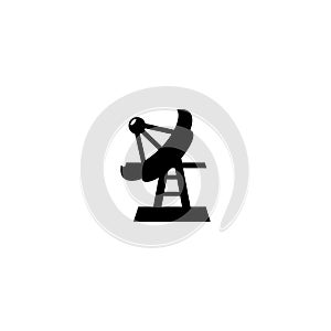 Parabolic Antenna, Satellite Television Dish. Flat Vector Icon illustration. Simple black symbol on white background