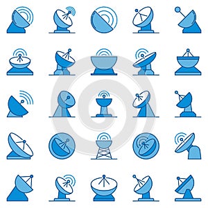 Parabolic Satellite Antenna vector blue creative icons