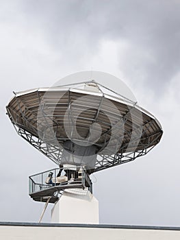 Parabolic satellite radar antenna dish for radio television