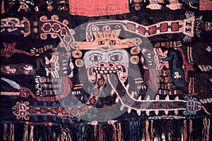 Paracas textiles were found in a necropolis in Peru mummified and wrapped in embroidered cloth in 200â€“300 BC mythological