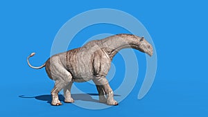 Paraceratherium Dinosaurs Attacks Dies Side Blue Screen 3D Renderings Animations