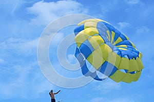 Parachute against the sky