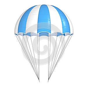 Parachute, blie with white, striped.