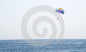 Parachute flying over the sea