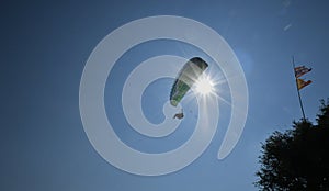 parachute flying in the sky.