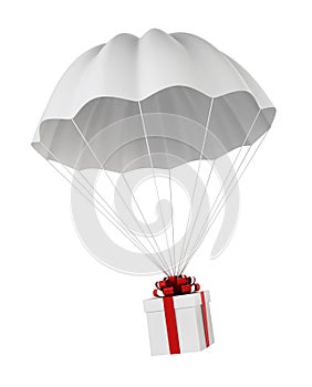 Parachute with a gift box