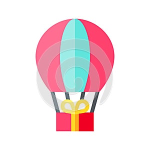 Parachute Gift box vector illustration, flat style icon