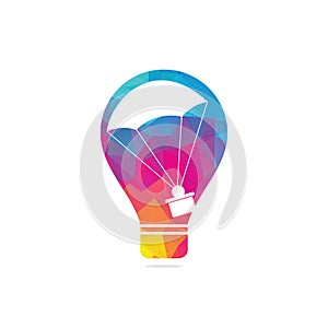Parachute Gift delivery bulb shape concept vector logo