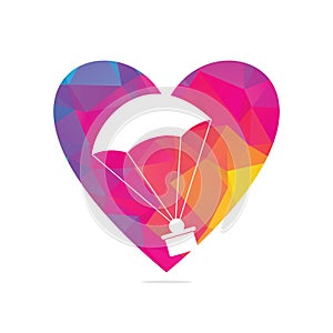 Parachute Gift delivery heart shape concept vector logo