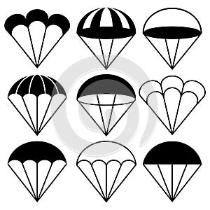 Parachute Icons Set, Vector Illustration