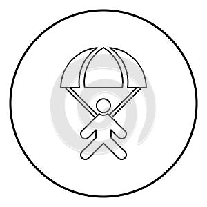 Parachute jumper icon black color in circle round