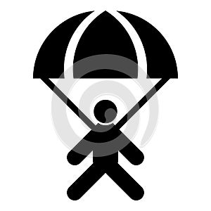 Parachute jumper icon black color illustration flat style simple image