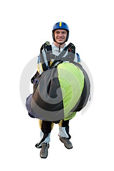 Parachute jumper isolated on white