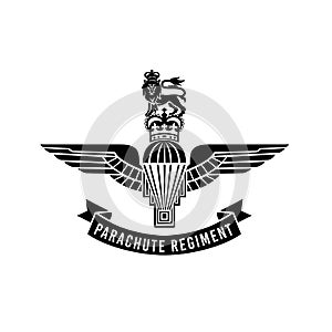 Parachute Regiment Insignia with Parachute with Wings Royal Crown and Lion Worn by Paratroopers in the British Armed Forces