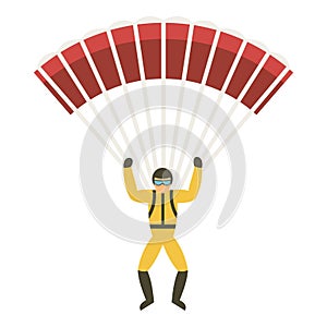 Parachute skydiver icon, flat style