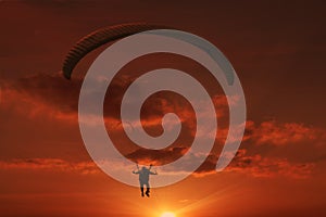 Parachute in the sunset.