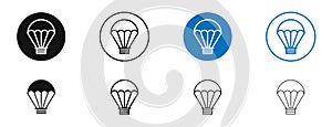 Parachute thin line vector icon set