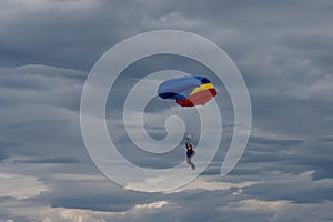 Parachuter preparing for landing