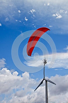 Parachuter with wind generator