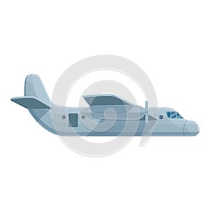 Parachuting airplane icon, cartoon style