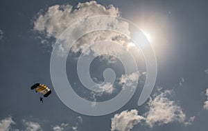 Parachuting with a background of blue sky