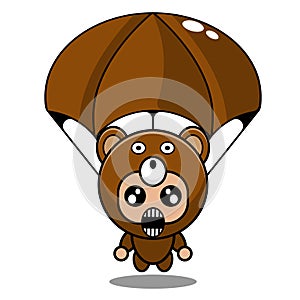 Parachuting bear animal mascot costume