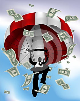 Parachuting Cash Silhouette Business Man