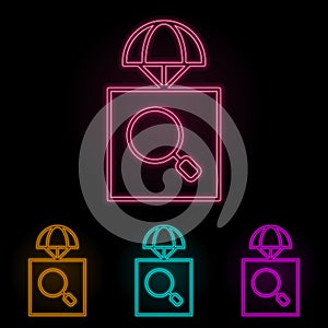 parachuting color neon set. Simple thin line, outline vector of drones icons for ui and ux, website or mobile application
