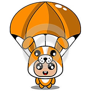 Parachuting dog animal mascot costume