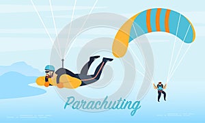 Parachuting Extreme Sport a Advertising Flat Banner