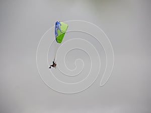 Parachuting in a foggy sky