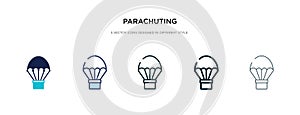 Parachuting icon in different style vector illustration. two colored and black parachuting vector icons designed in filled,