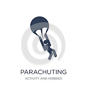 Parachuting icon. Trendy flat vector Parachuting icon on white b