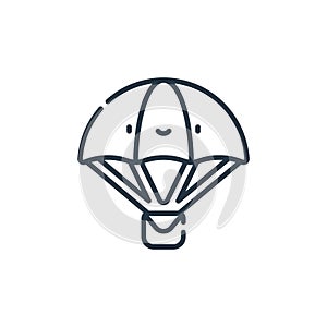 parachuting icon vector from adventure concept. Thin line illustration of parachuting editable stroke. parachuting linear sign for