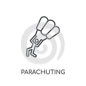 Parachuting linear icon. Modern outline Parachuting logo concept