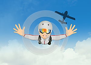 Parachuting man